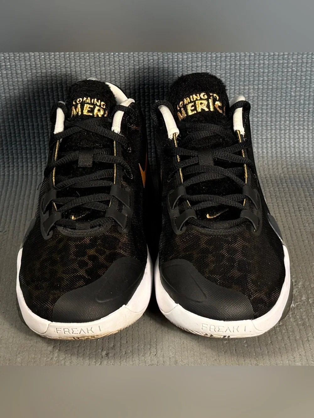 Nike Zoom Freak 1 GS ‘Coming to America’ Gold Black Shoes BQ5633-900 Size 6Y